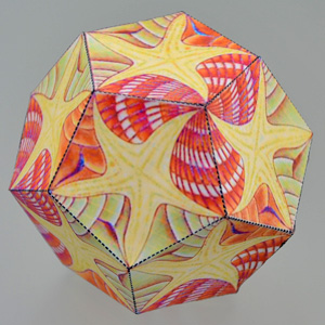 Escher mosaic on dodecahedron