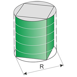 radius of the cylinder of a quadrangular prism